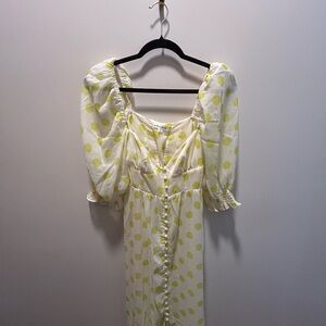 For Love And Lemons Yellow Puff Sleeve Sundress